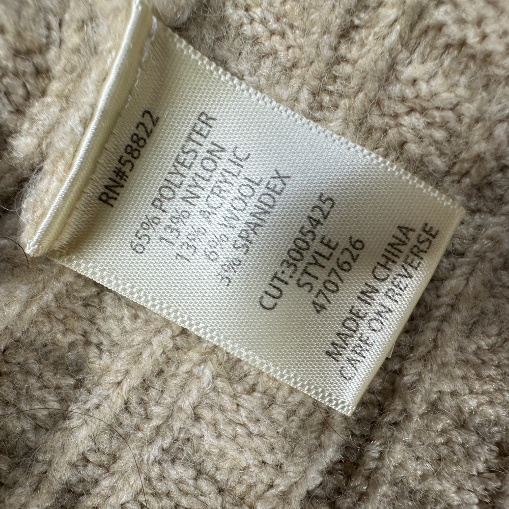 Max Studio London Textured Wool Blend Waffle Knit Cardigan Sweater XL Beige Boho - Picture 10 of 11